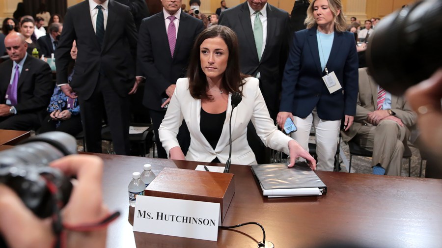 Cassidy Hutchinson, a former aide to former White House chief of staff Mark Meadows, arrives for a House Jan. 6 committee to hearing on Tuesday, June 28, 2022.