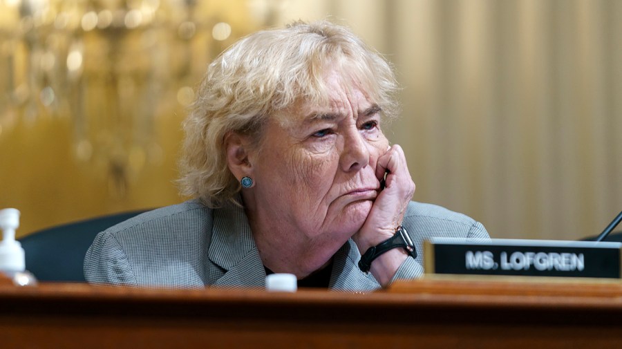 Rep. Zoe Lofgren (D-Calif.) is seen during a Jan. 6 House Select Committee hearing on Thursday, June 16, 2022 focusing on the involvement of former Vice President Pence and his staff on Jan. 6.