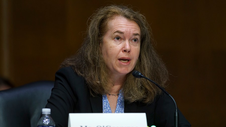 Assistant HHS secretary for preparedness and response Dawn O'Connell makes an opening statement during a Senate Health, Education, Labor, and Pensions Committee hearing to discuss the federal government’s response and future planning for COVID-19 on Thursday, June 16, 2022.