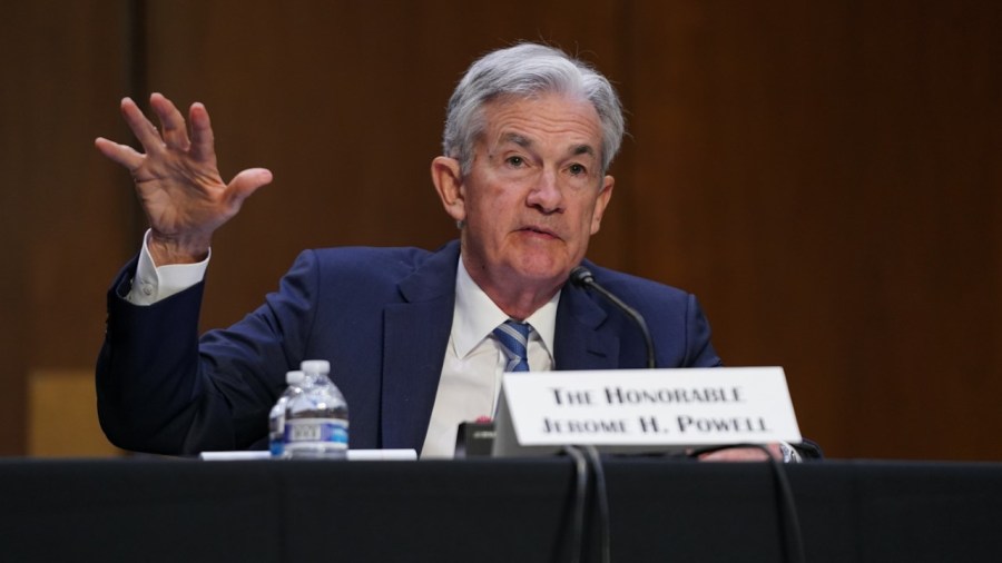 Federal Reserve Chairman Jerome Powell answers questions during a Senate Banking, Housing, and Urban Affairs Committee hearing to give the Semiannual Monetary Policy Report to Congress on Wednesday, June 22, 2022.