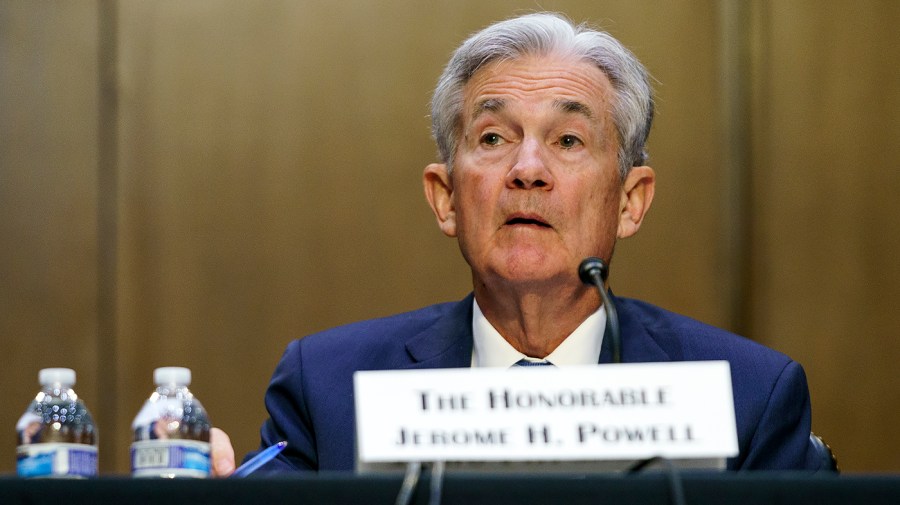 Federal Reserve Chairman Jerome Powell listens to a question during a Senate Banking, Housing, and Urban Affairs Committee hearing to give the Semiannual Monetary Policy Report to Congress on Wednesday, June 22, 2022.