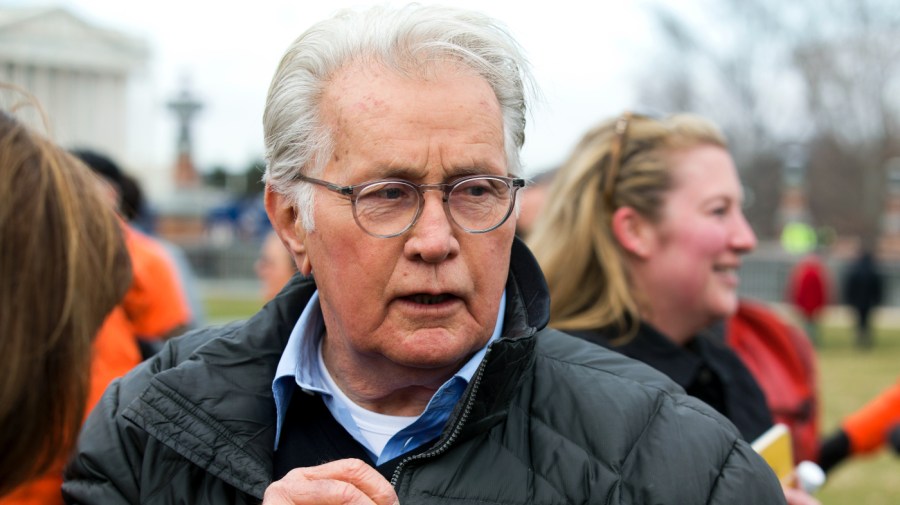 Martin Sheen demonstrates during a Washington climate protest in 2020.