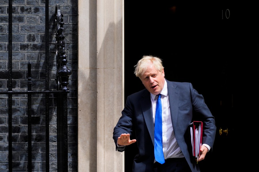 File - British Prime Minister Boris Johnson leaves 10 Downing Street in London, Wednesday, July 6, 2022.