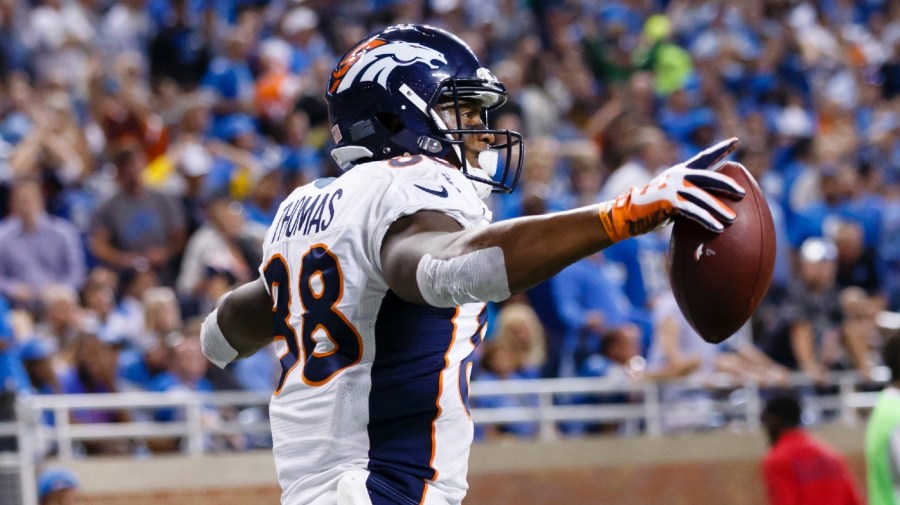 File - A new report released from the New York Times on Tuesday morning says that former Denver Broncos great Demaryius Thomas had Stage 2 chronic traumatic encephalopathy (CTE) when he died in December.