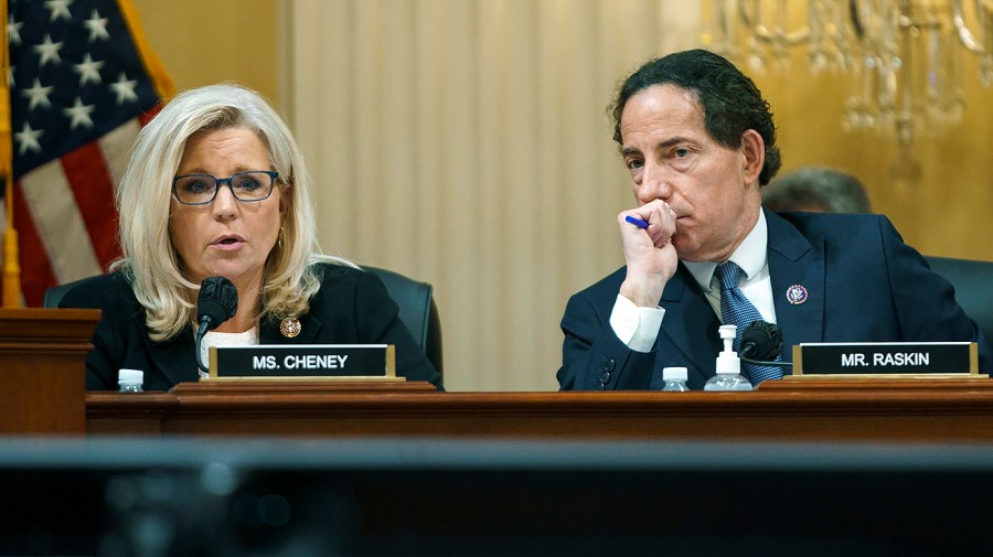 Rep. Liz Cheney (R-Wyo.) makes a closing statement during a House Jan. 6 committee hearing on Tuesday, July 12, 2022 focusing on the ties between former President Trump and far-right extremist groups.