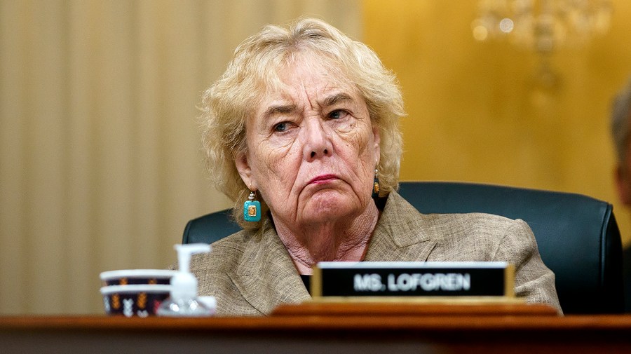 Rep. Zoe Lofgren (D-Calif.) is seen during a House Jan. 6 committee to hearing on Thursday, June 23, 2022 focusing on the actions of former Department of Justice employees.