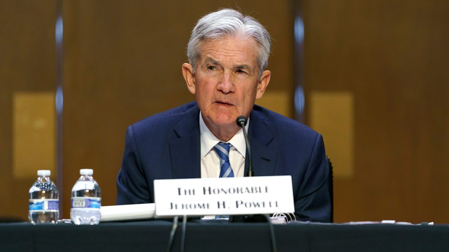 Federal Reserve Chairman Jerome Powell is seen during a Senate Banking, Housing, and Urban Affairs Committee hearing to give the Semiannual Monetary Policy Report to Congress on Wednesday, June 22, 2022.