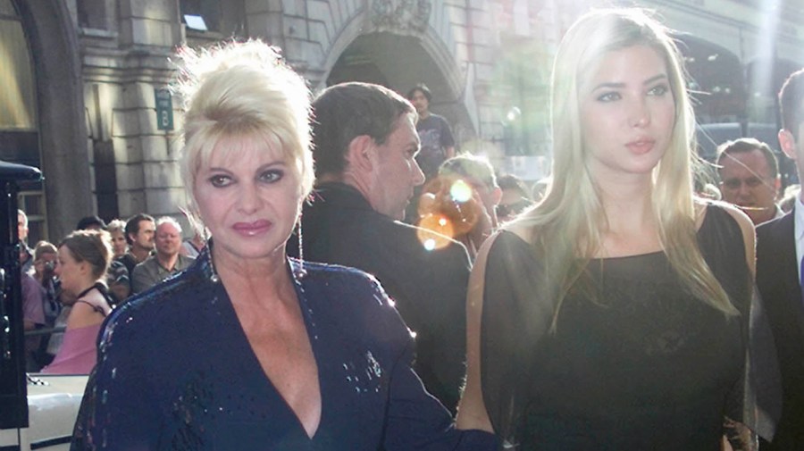 In this 2002 file photo, Ivana Trump and her daughter Ivanka arrive for the premiere of the Andrew Lloyd Webber musical “Bombay Dreams” in London.