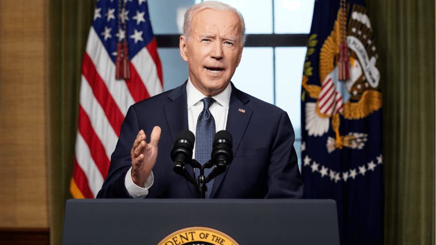 FILE - In this April 14, 2021, file photo President Joe Biden speaks from the Treaty Room in the White House about the withdrawal of the remainder of U.S. troops from Afghanistan.