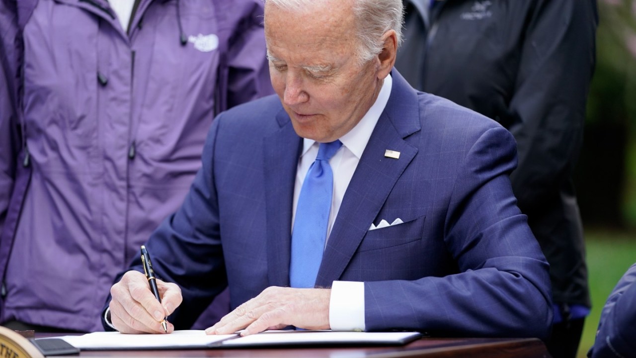 President Biden signs an executive order on Earth Day, 2022.