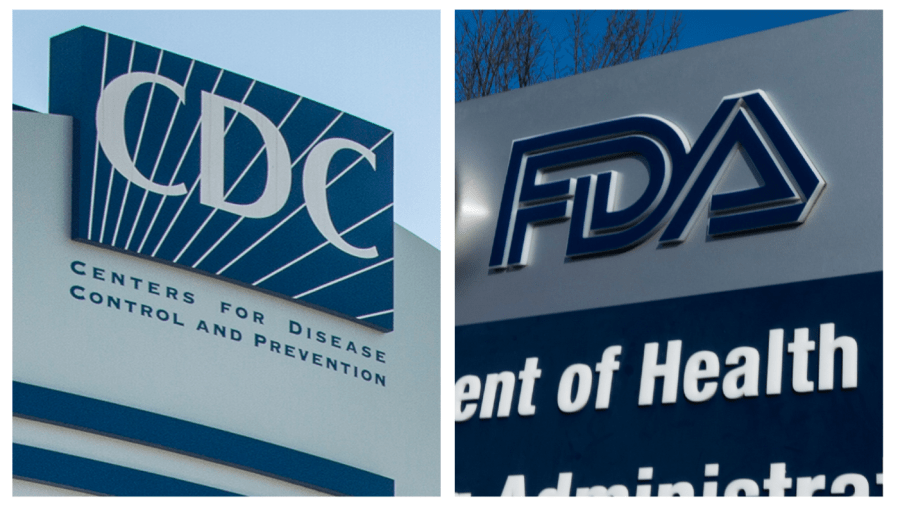 This combination of 2022 and 2020 file photos shows logos for the U.S. Centers for Disease Control and Prevention and the Food and Drug Administration.