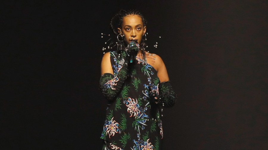 Singer Solange Knowles wears a creation for the Kenzo mens Spring-Summer 2020 fashion collection presented in Paris.