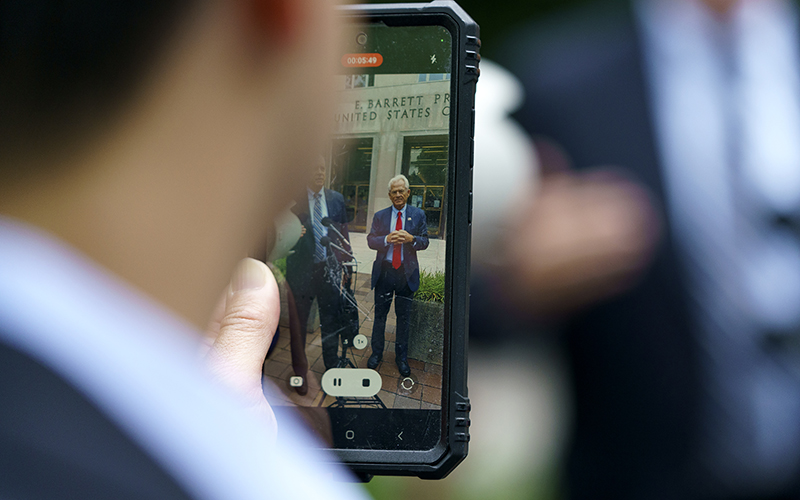 Former Trump advisor Peter Navarro is seen outside the E. Barrett Prettyman Courthouse