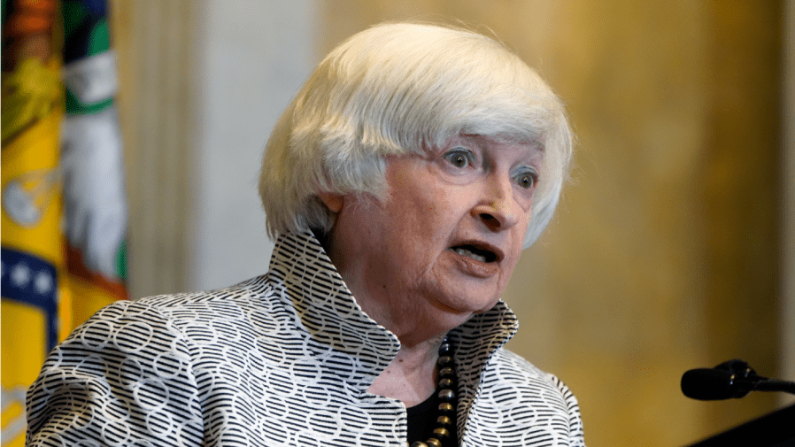 Treasury Secretary Janet Yellen speaks about the economy during a news conference at the Treasury Department, Thursday, July 28, 2022, in Washington.