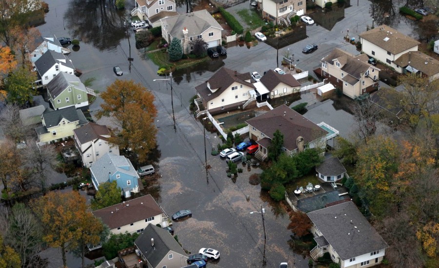 Streets in Little Ferry, N.J., are flooded in the wake of Superstorm Sandy.