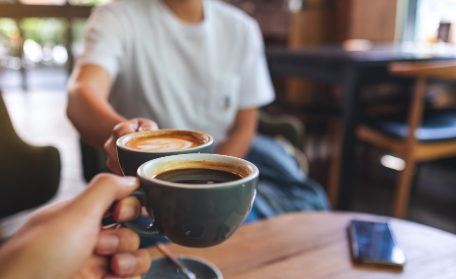 People drinking coffee.