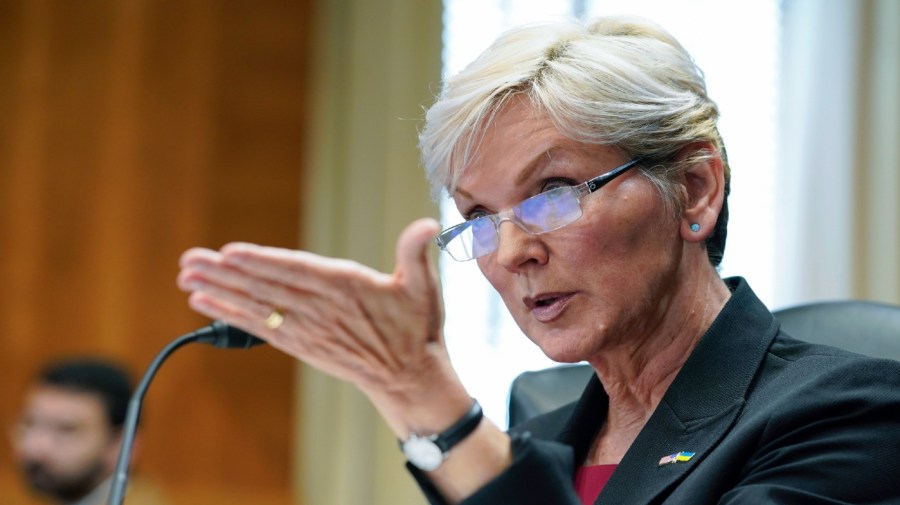 FILE -Secretary of Energy Jennifer Granholm speaks during a Senate Energy and Natural Resources hearing to examine the President's proposed budget request for fiscal year 2023 for the Department of Energy, Thursday, May 5, 2022, on Capitol Hill in Washington.