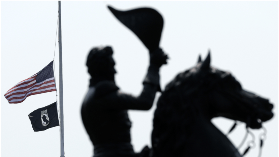 WASHINGTON, DC - SEPTEMBER 16: The POW/MIA flag flies atop the White House on September 16, 2022 in Washington, DC.