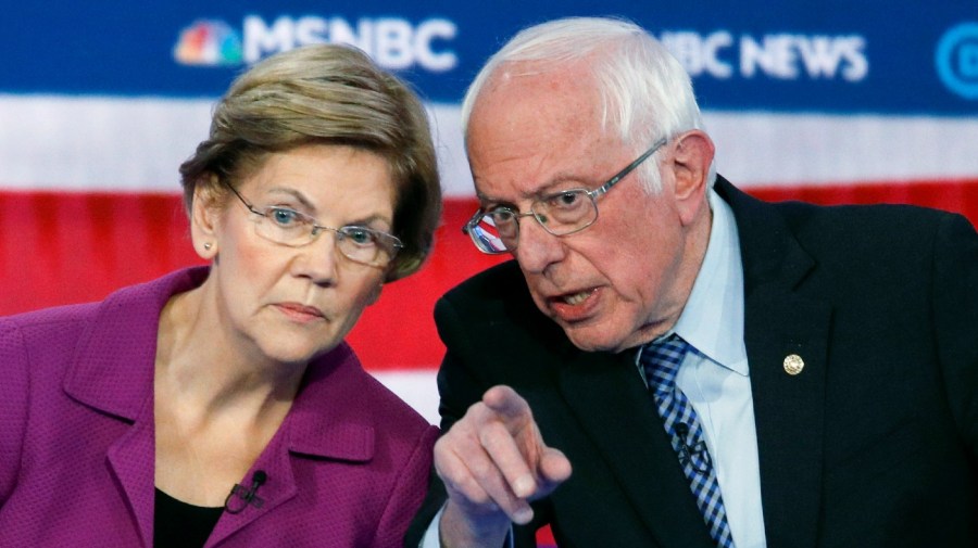 Sens. Elizabeth Warren (D-Mass.) and Bernie Sanders (I-Vt.)