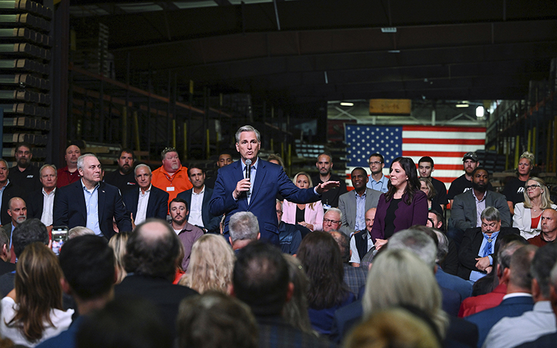 House Minority Leader Kevin McCarthy (R-Calif.) speaks at DMI Companies in Monongahela, Pa.