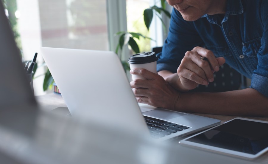 Person on computer.