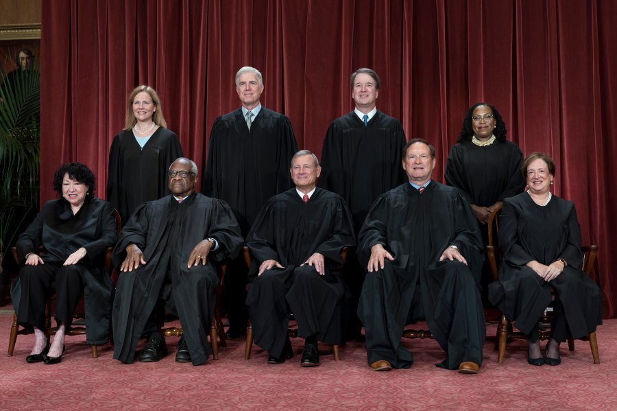 Sonia Sotomayor, Clarence Thomas, John Roberts, Samuel Alito, Elena Kagan, Amy Coney Barrett, Neil Gorsuch, Brett Kavanaugh, Ketanji Brown Jackson