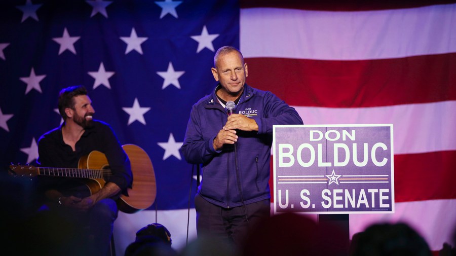 Republican candidate Don Bolduc speaks to attendees