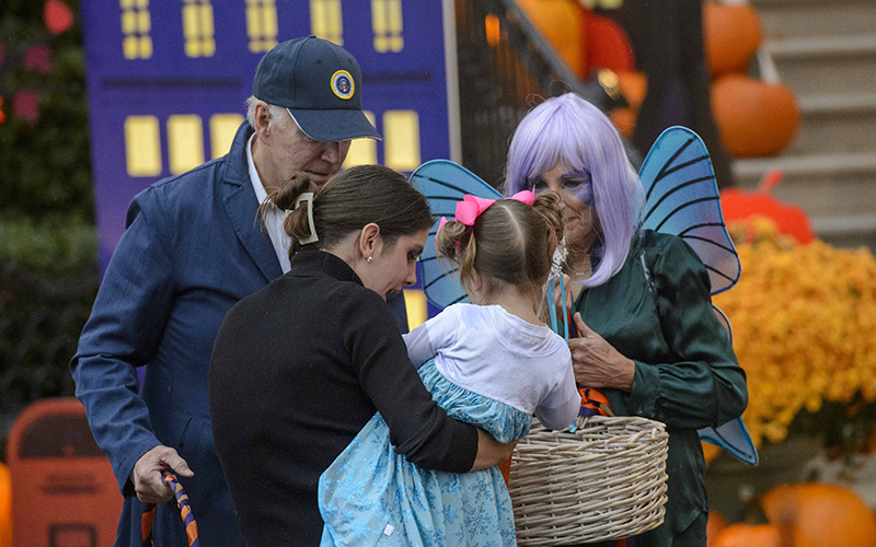 President Biden and first lady Jill Biden host local children for Halloween trick-or-treating