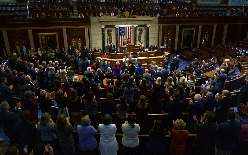 Speaker Nancy Pelosi (D-Calif.) addresses members of the House to announce that she’s stepping down from leadership