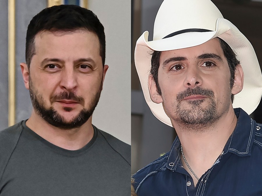 Ukrainian President Volodymyr Zelensky and country singer Brad Paisley