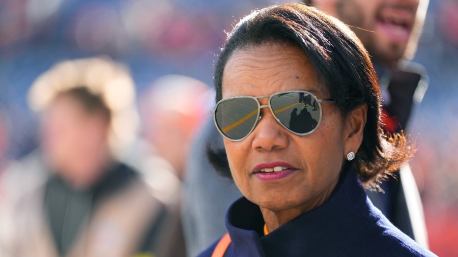 File - Denver Broncos owner Condoleezza Rice before an NFL football game against the Los Angeles Chargers in Denver, Sunday, Jan. 8, 2023.