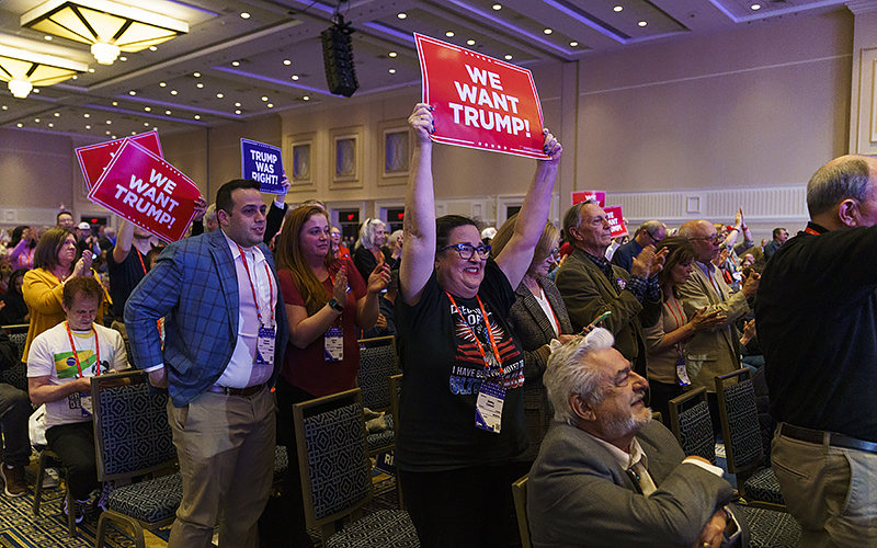 Supporters of former President Trump cheer