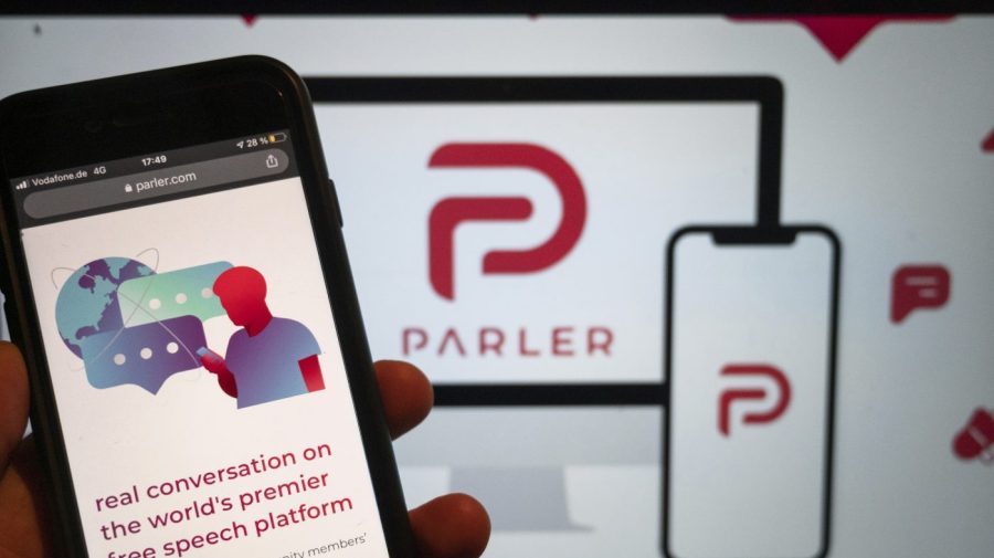 FILE - In this Jan. 10, 2021, file photo, the website of the social media platform Parler is displayed in Berlin. The digital media conglomerate Starboard said Friday, April 14, 2023, it purchased the conservative social media site Parler and will temporarily take down the app as it undergoes a “strategic assessment.”