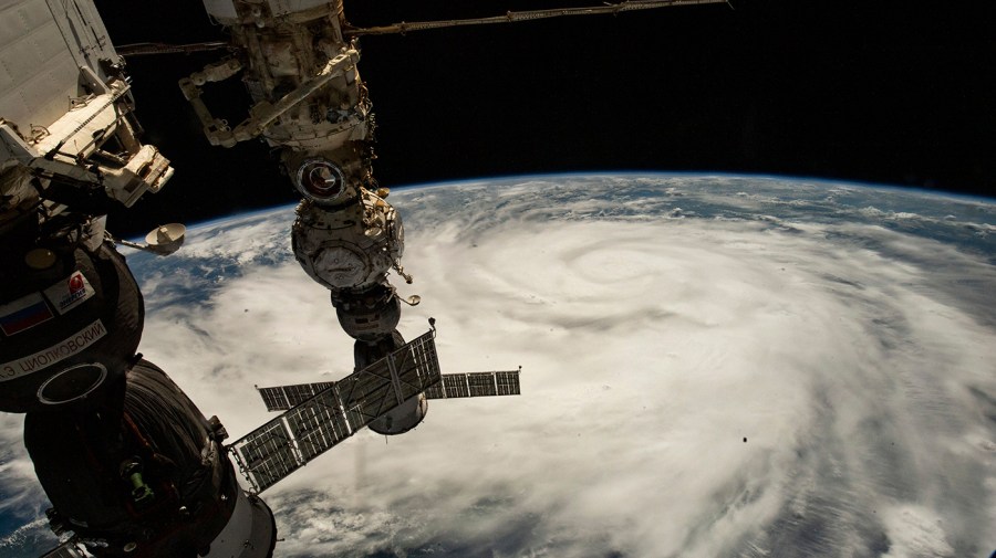 This Satellite image provided by NASA on Sept. 26, 2022, shows Hurricane Ian pictured from the International Space Station just south of Cuba gaining strength and heading toward Florida.