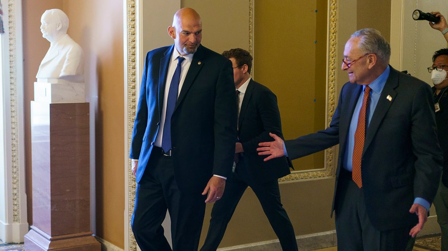 Sen. John Fetterman (D-Pa.) and Majority Leader Chuck Schumer (D-N.Y.)