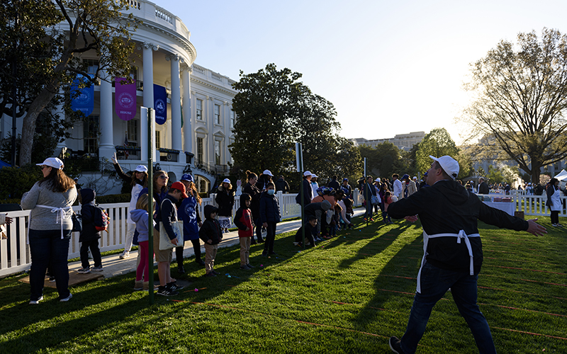 Kids and parents participate during the annual White House Easter Egg Roll