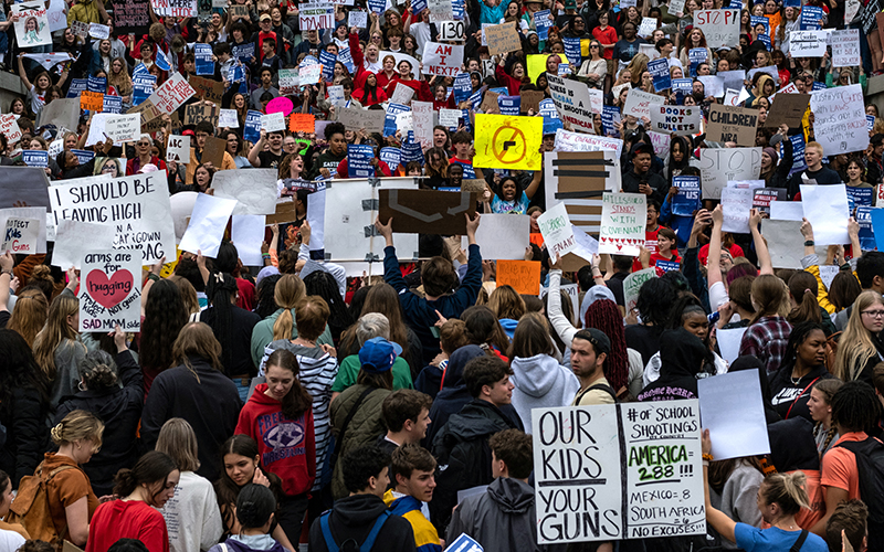 Students across Nashville protest outside the Tennessee State Capitol, carrying signs demanding action for gun reform laws