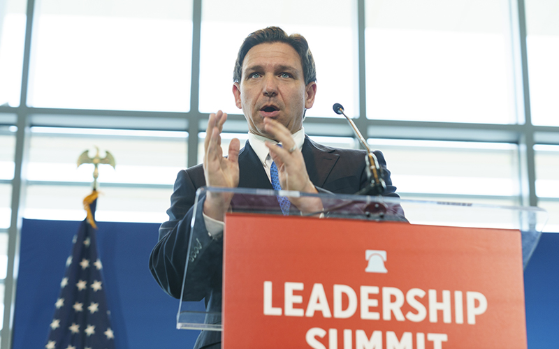 Florida Gov. Ron DeSantis (R) speaks at the Heritage Foundation 50th Anniversary Leadership Summit