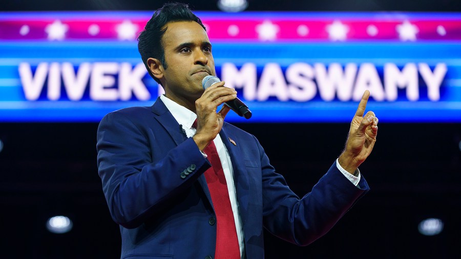 Vivek Ramaswamy, Co-Founder Strive Asset Management, and Republican candidate for President speaks during the Conservative Political Action Conference (CPAC)