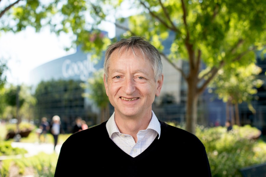 Computer scientist Geoffrey Hinton, who studies neural networks used in artificial intelligence applications, poses at Google's Mountain View, Calif, headquarters on Wednesday, March 25, 2015. Hinton, the man widely considered as the “godfather” of artificial intelligence, has left Google — with a message sharing his concerns about potential dangers stemming from the same technology he helped build. (AP Photo/Noah Berger)