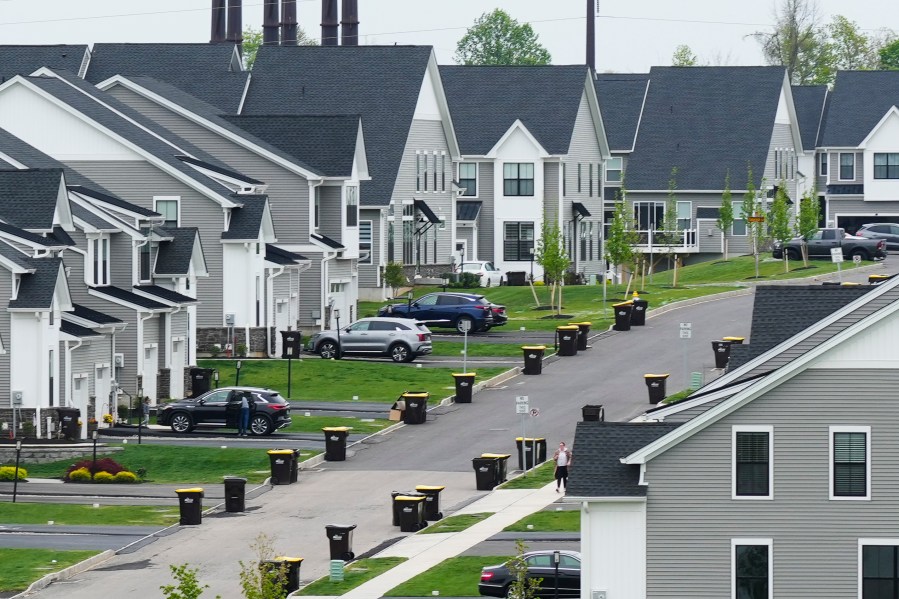 A development of new homes in Eagleville, Pa., is shown on Friday, April 28, 2023. The Federal Reserve's rate hikes have led to higher costs for many loans, from mortgages and auto purchases to credit cards and corporate borrowing, and have heightened the risk of a recession. (AP Photo/Matt Rourke)