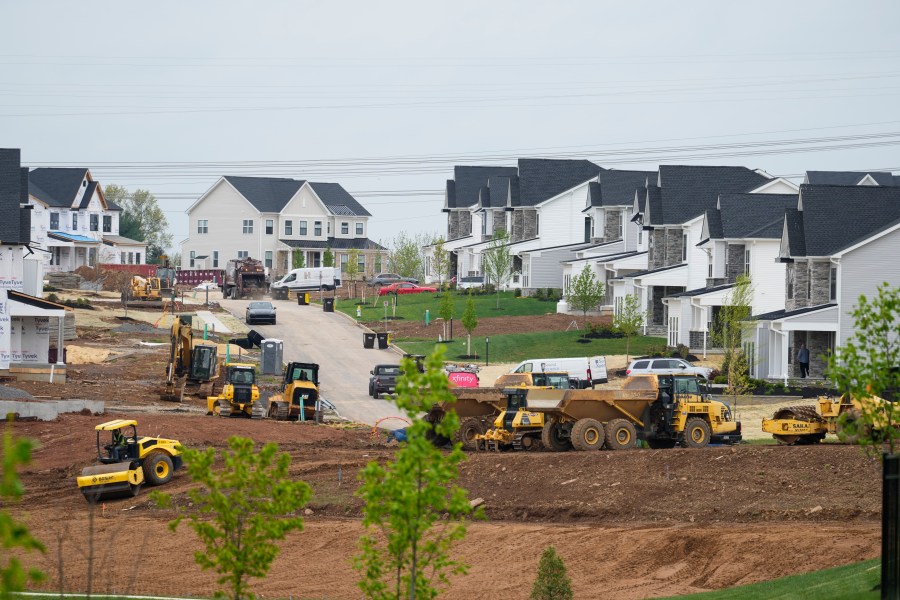 FILE - A residential development under construction in Eagleville, Pa., on April 28, 2023. Homebuyers should get used to painfully high mortgage rates, despite a signal from the Federal Reserve Wednesday May 4, that it could finally pause its yearlong campaign of rate hikes. (AP Photo/Matt Rourke, File)