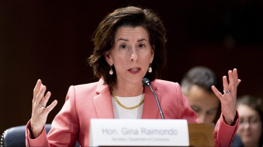 FILE - Commerce Secretary Gina Raimondo speaks during a Senate Appropriations hearing on the President's proposed budget request for fiscal year 2024, on Capitol Hill in Washington, May 16, 2023. Raimondo and her Chinese counterpart, Wang Wentao, expressed concern Thursday, May 25, 2023 about policies of each other’s governments following Chinese raids on consulting firms and U.S. curbs on exports of semiconductor technology, their governments said. (AP Photo/Andrew Harnik, File)