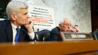 Senate Health, Education, Labor and Pensions Committee Chairman Bernie Sanders (I-Vt.) holds a vial of insulin