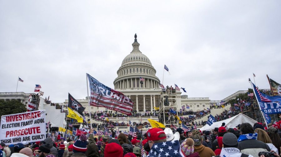 FILE - Insurrections loyal to President Donald Trump rally at the U.S. Capitol in Washington on Jan. 6, 2021. A member of the Oath Keepers extremist group from New Jersey who stormed the Capitol on Jan. 6, 2021, and bragged about it in text messages has pleaded guilty to obstructing Congress. James Breheny, of Little Ferry, pleaded guilty on Tuesday in Washington’s federal court to a felony charge of obstructing Congress’ certification of President Joe Biden’s electoral victory over former President Donald Trump. (AP Photo/Jose Luis Magana, File)