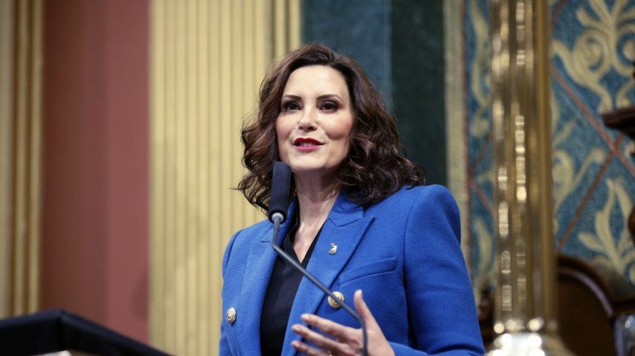 FILE - Michigan Gov. Gretchen Whitmer delivers her State of the State address to a joint session of the House and Senate, Jan. 25, 2023, at the state Capitol in Lansing.