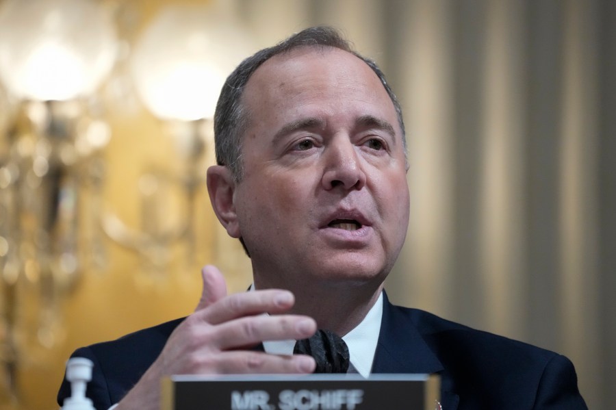 FILE - Rep. Adam Schiff, D-Calif., speaks as the House select committee investigating the Jan. 6 attack on the U.S. Capitol holds its final meeting on Capitol Hill in Washington, Dec. 19, 2022. The House has rejected an effort to censure Schiff, voting to turn aside a Republican attempt to fine the Democrat over his comments about former President Donald Trump and investigations into his ties to Russia. (AP Photo/Jacquelyn Martin, File)