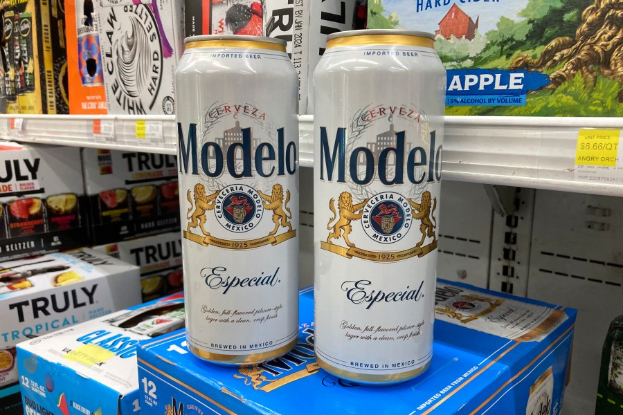 Cans of Modelo Especial beer are shown at a supermarket in New York on Wednesday, June 14, 2023. After more than two decades as America’s best-selling beer, Bud Light has slipped into second place. Modelo Especial, a Mexican lager, overtook Bud Light in U.S. retail dollar sales in the month ending June 3. (AP Photo/Peter Morgan)