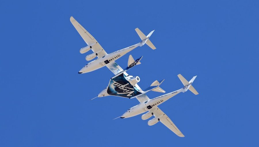 FILE - Virgin Galactic's VSS Unity departs Mojave Air & Space Port in Mojave, Calif., for the final time as Virgin Galactic shifts its SpaceFlight operations to New Mexico, Feb. 13, 2020. Virgin Galactic announced Wednesday, June 14, 2023, that monthly commercial flights to the edge of space will begin for ticket-holders in August, following a research flight planned for the end of June. (Matt Hartman via AP, File)