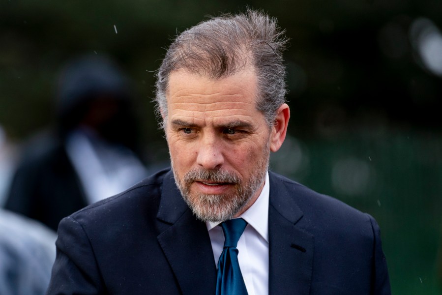 FILE - Hunter Biden, the son of President Joe Biden, speaks to guests during the White House Easter Egg Roll on the South Lawn of the White House, April 18, 2022, in Washington. (AP Photo/Andrew Harnik, File)